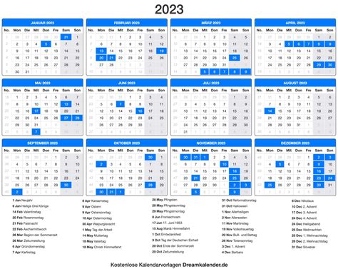 kalender 2023 met vakanties